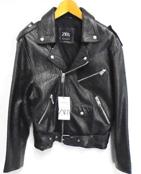 s25g-a800x【中古】ZARA ｻﾞﾗ 本革 ﾀﾞﾌﾞﾙ ﾗｲﾀﾞｰｽ ﾚｻﾞｰｼﾞｬｹｯﾄ 牛革 Mｻｲｽﾞ