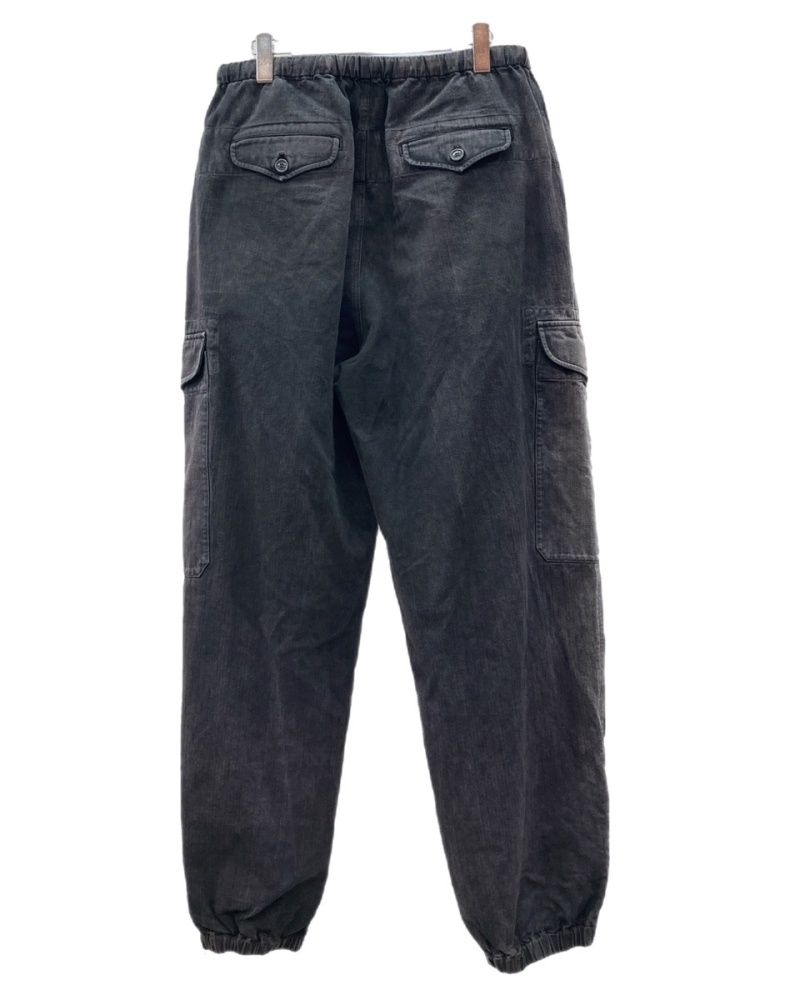 グッチ GUCCI CARGO PANTS カーゴ パンツ ボタンフライ ロゴパッチ ジョガー ズボン 黒 ロゴ カーゴパンツ ブラック サイズ 48 104 MB-385