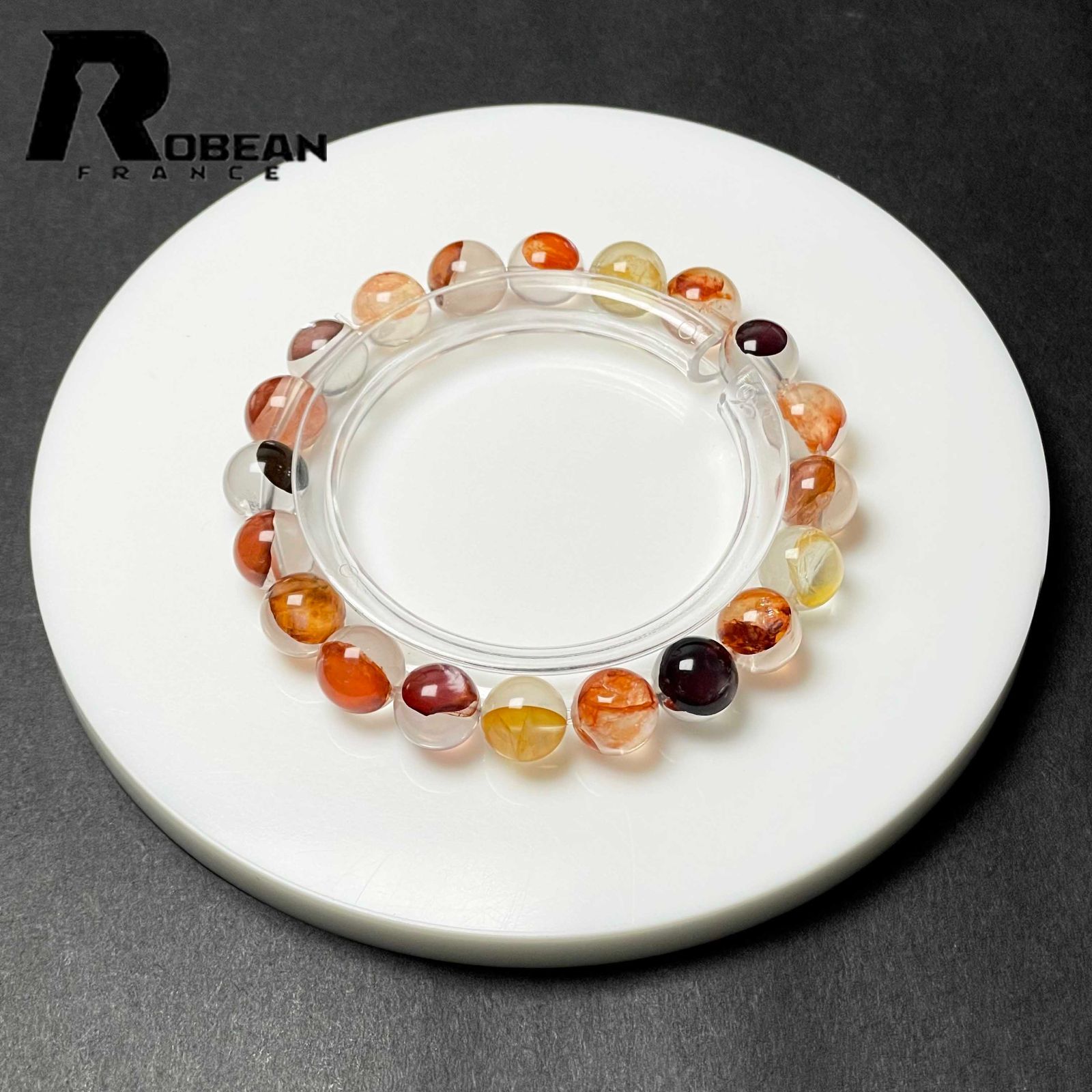 上級 EU製 定価7万円ROBEAN・オーロラクォーツパワーストーン ブレスレット 天然石 原石 綺麗 お守り プレゼント 9.2-9.7mm M1201126