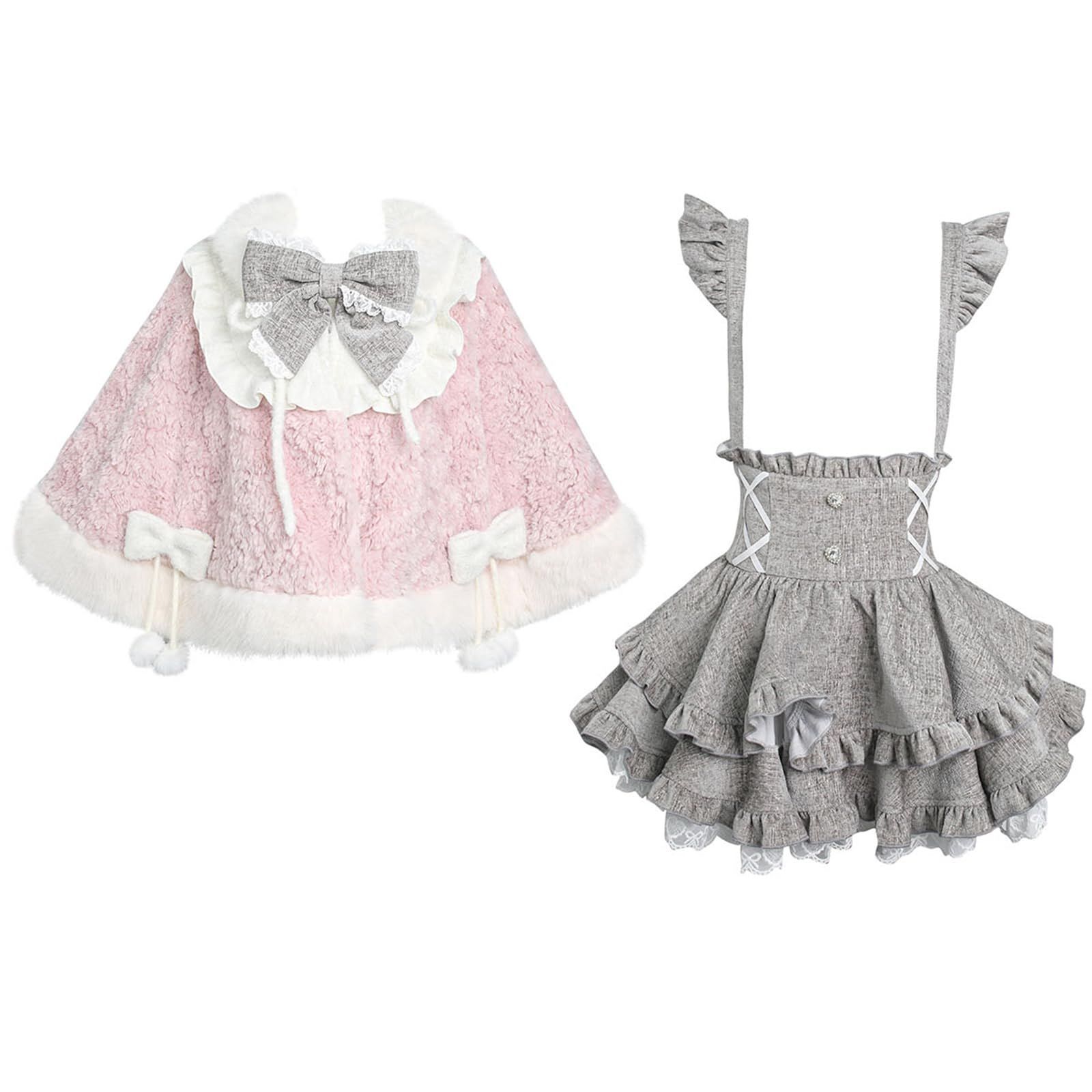 3点セット レディース オープンショルダー 肩出し セーター コート ミニスカート リボン 地雷系 量産型 セットアップ