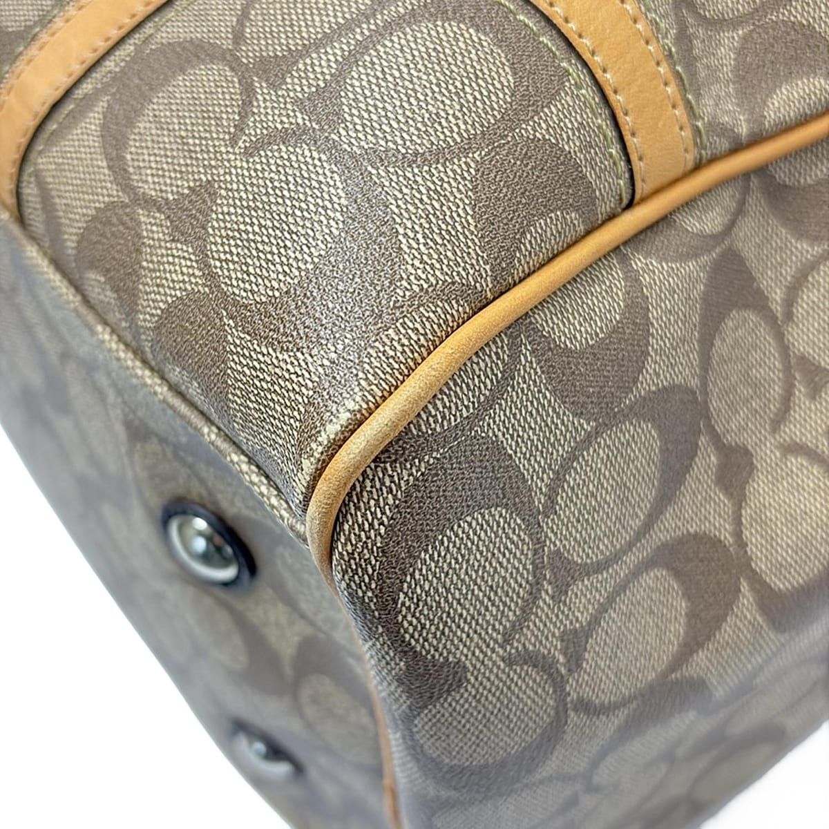 COACH(コーチ) ボストンバッグ シグネチャー柄 F77320 カーキ×ベージュ