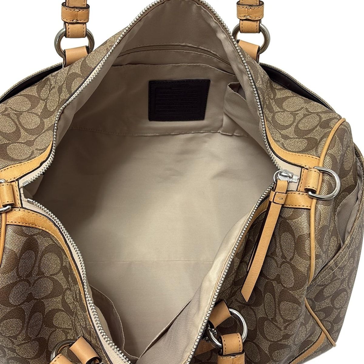 COACH(コーチ) ボストンバッグ シグネチャー柄 F77320 カーキ×ベージュ