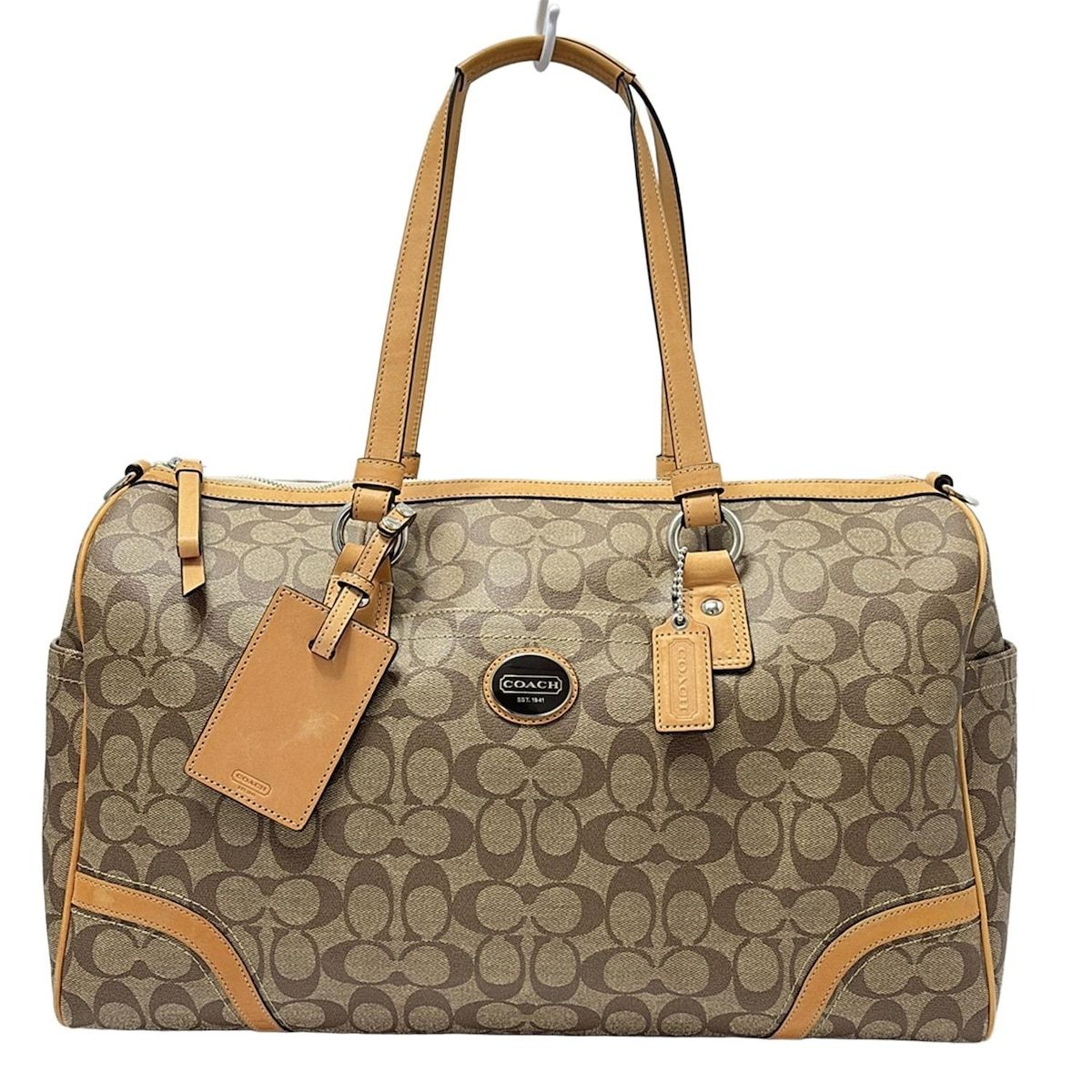 COACH(コーチ) ボストンバッグ シグネチャー柄 F77320 カーキ×ベージュ