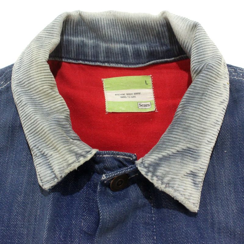 70s vintage Sears 裏地付き デニム カバーオール メンズ 表記Lサイズ