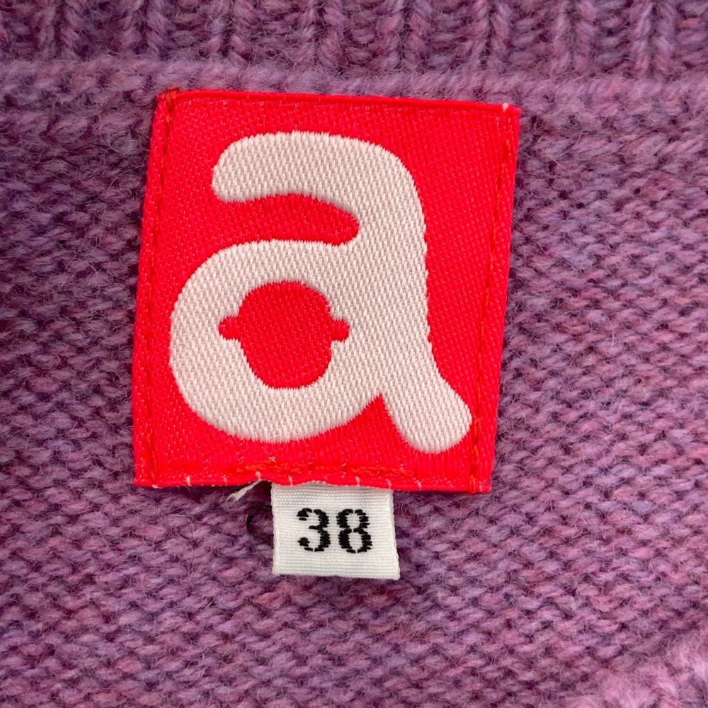 サイズ：38 ARCHIVIO アルチビオ ウール ニットセーター 総柄 パープル