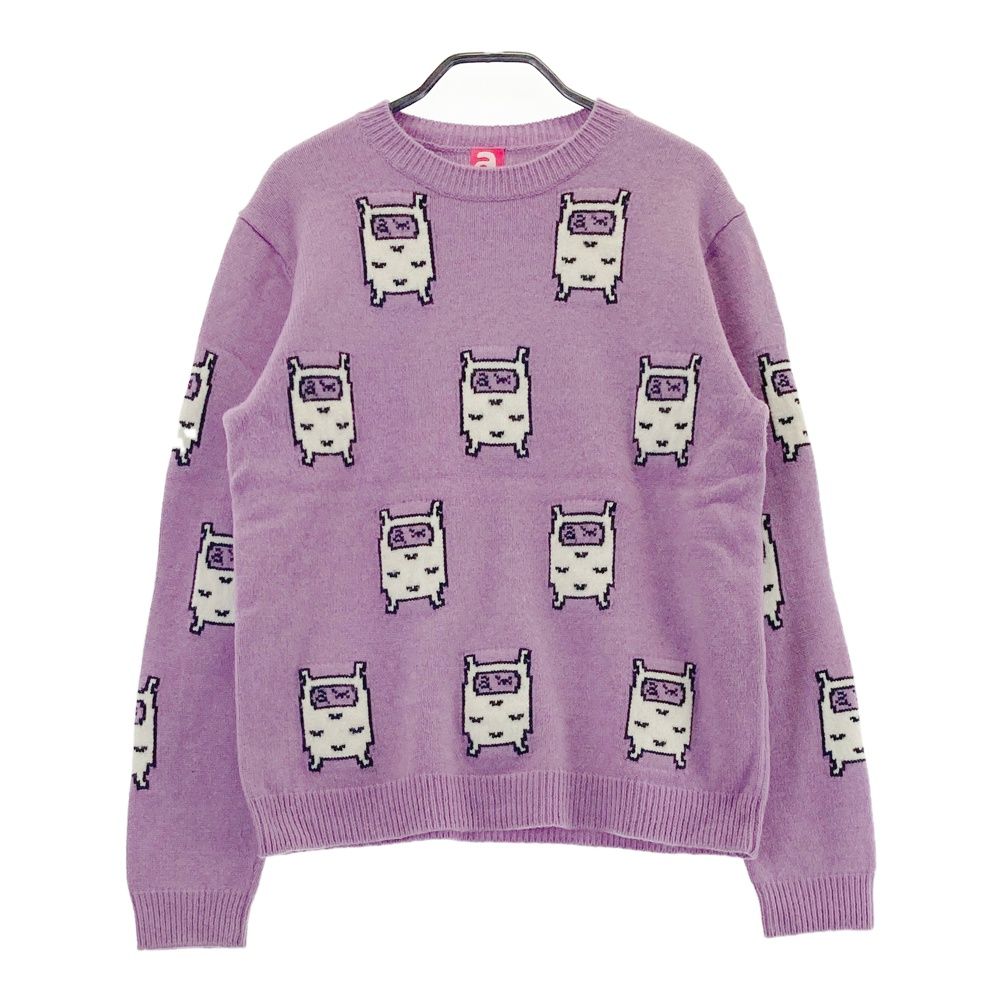 サイズ：38 ARCHIVIO アルチビオ ウール ニットセーター 総柄 パープル