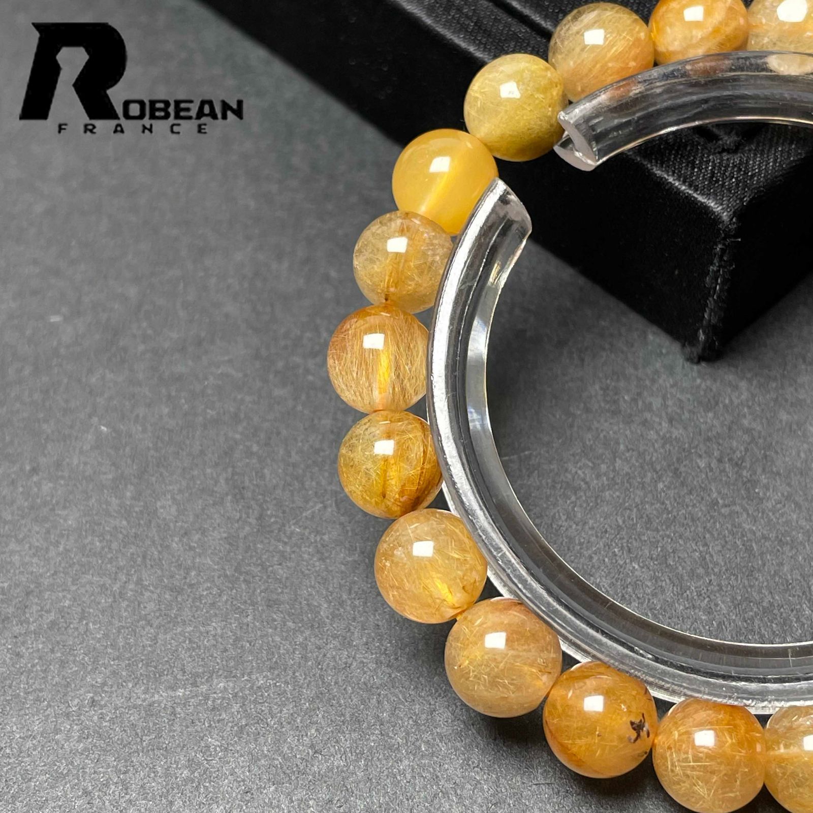 逸品 EU製 定価8万円 ROBEAN ブラウンルチルクォーツ ブレスレット 