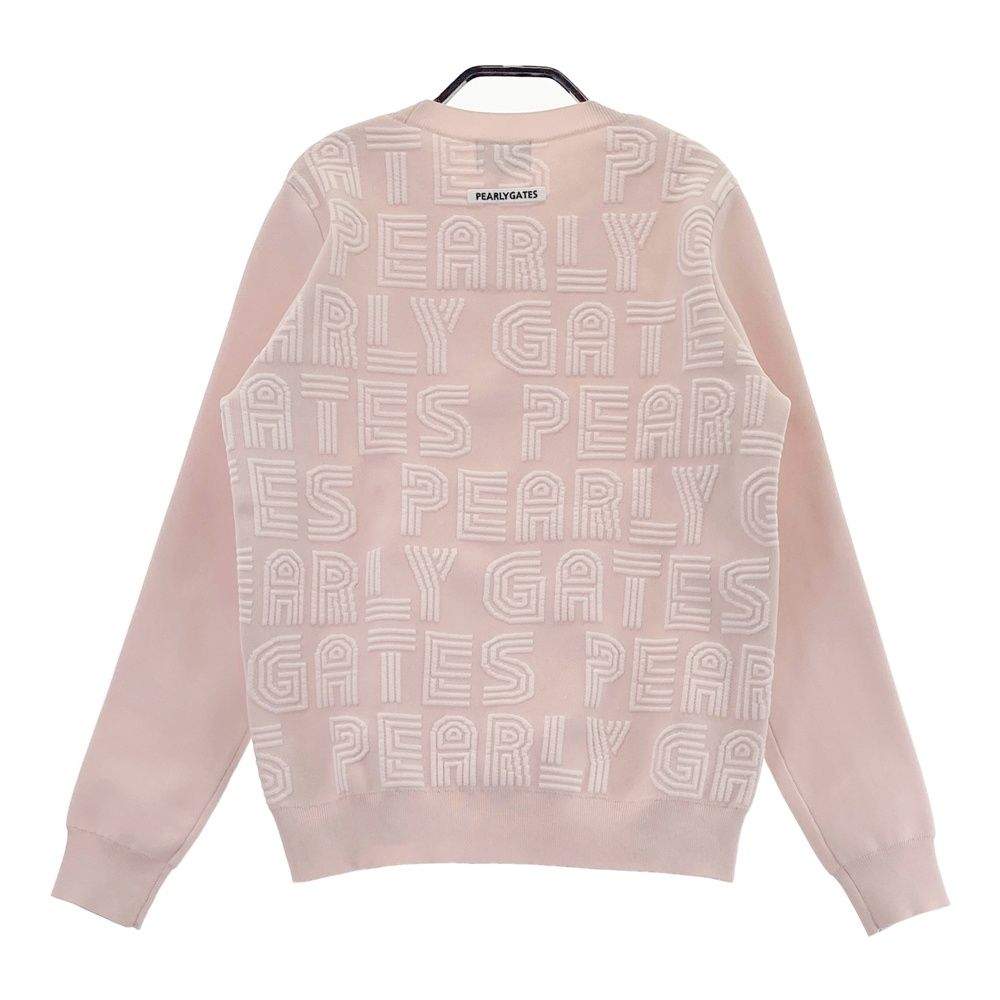 サイズ 1 PEARLY GATES パーリーゲイツ 長袖ニットセーター ロゴ柄 ピンク系 ゴルフウェア レディース ストスト