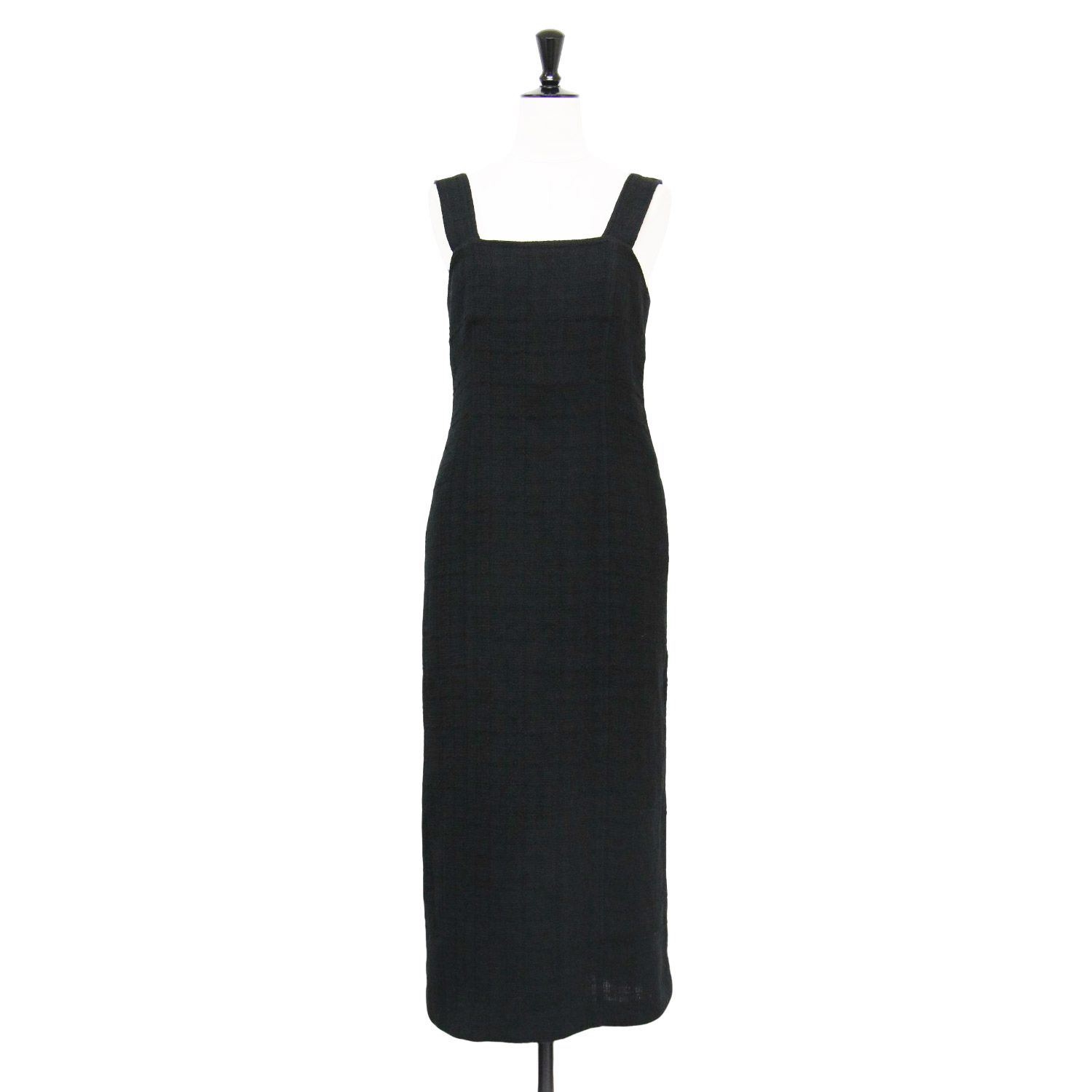 BABYLONE バビロン ワンピース ブラック 黒 サイズ:36(S) | 22秋冬 ツイード ベアワンピース / ジャンパースカート | ミモレ丈 ノースリーブ 2WAY Iライン ウール コットン | ボトムス 【レディース】【】