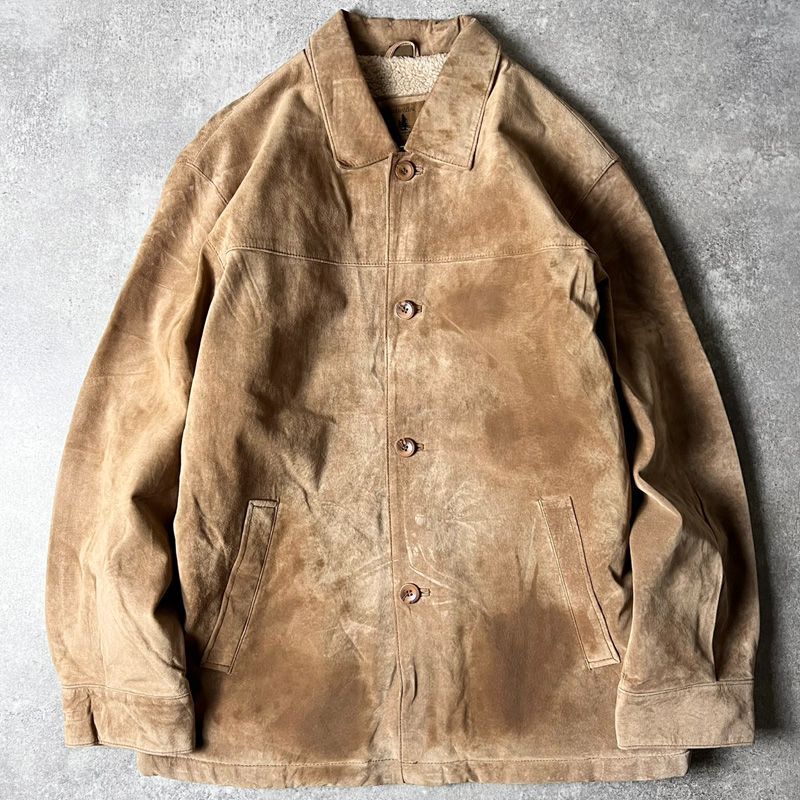 90s ST JOHN'S BAY ボア ライナー 本革 スエード レザー カーコート L