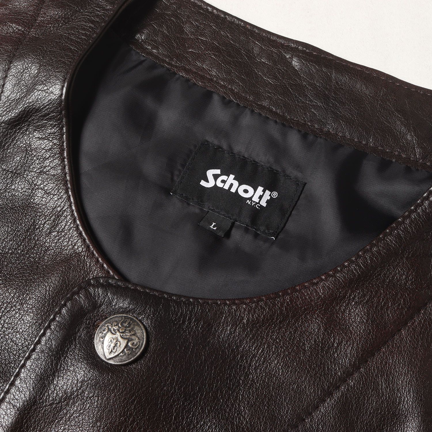 美品】Schott ショット ベスト ブラウン サイズ:L | ボタンカスタム品 