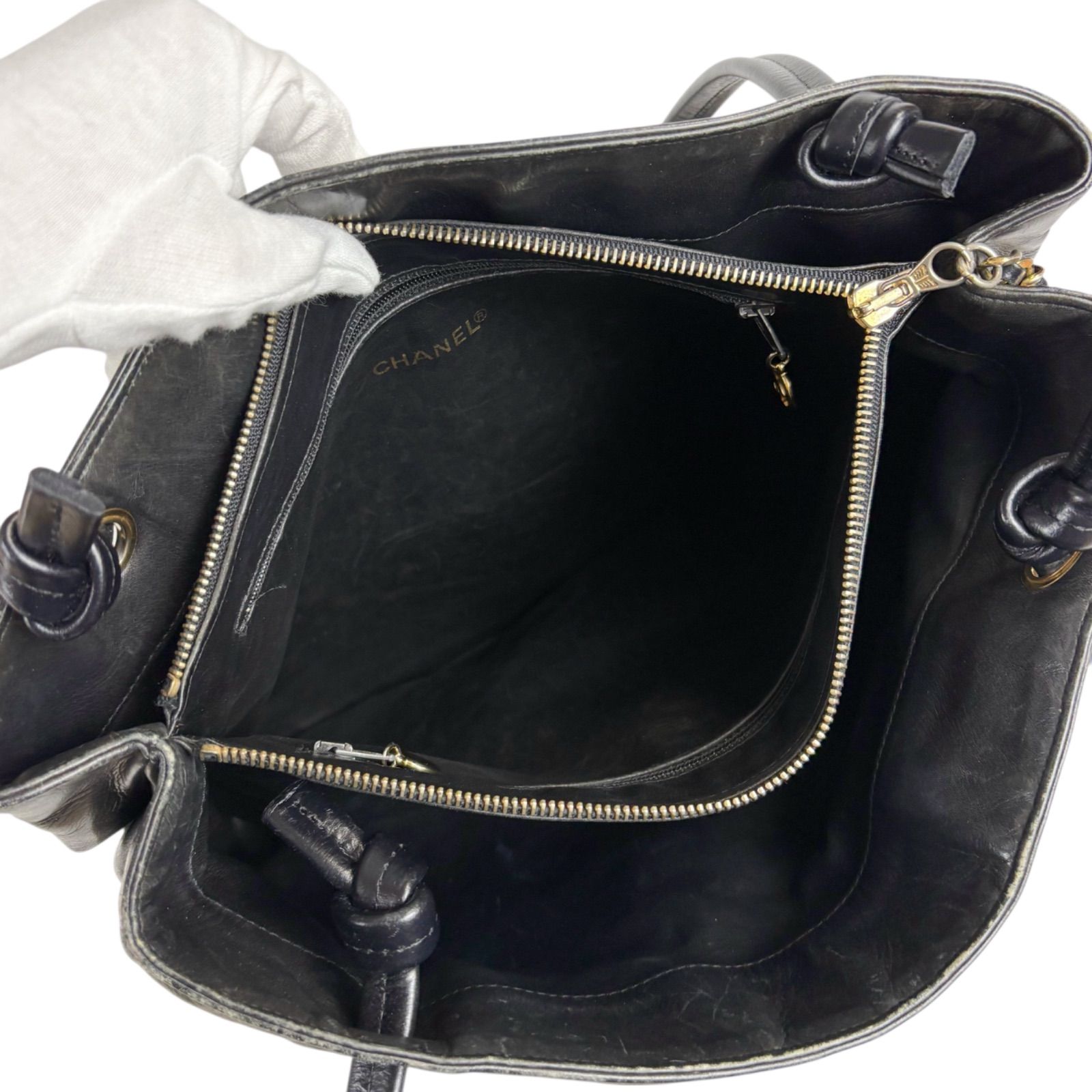 シャネル CHANEL デカココ ラムスキン トートバッグ ココマーク