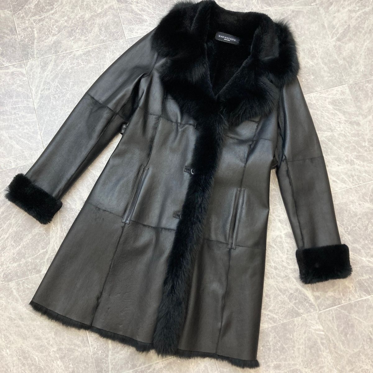 MARINACOSTA ラビット フォックスファー レザーロングコート