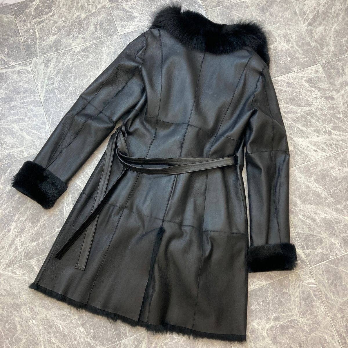 MARINACOSTA ラビット フォックスファー レザーロングコート
