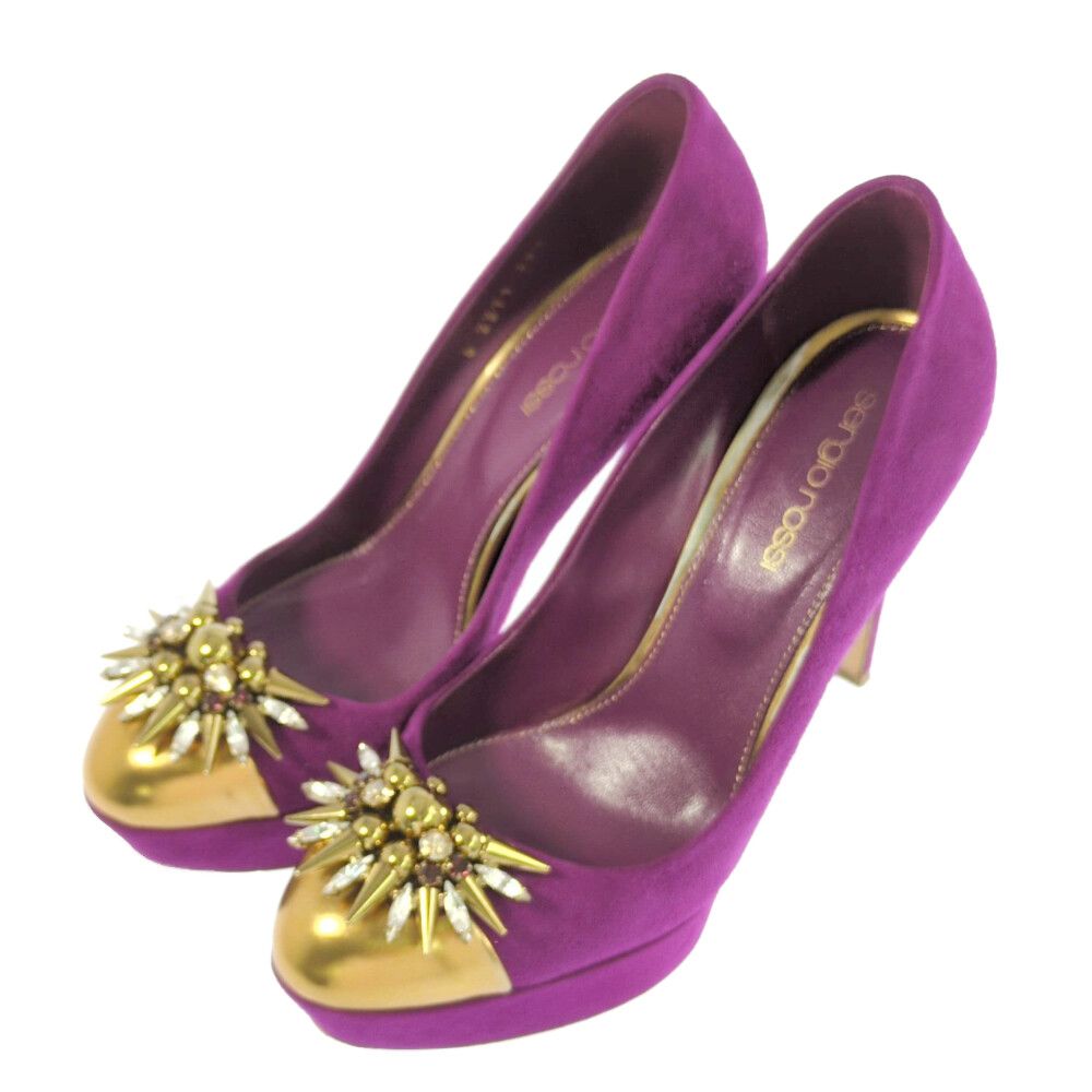 sergio rossi セルジオロッシ スエード・パンプス靴/36 1/2/パープル