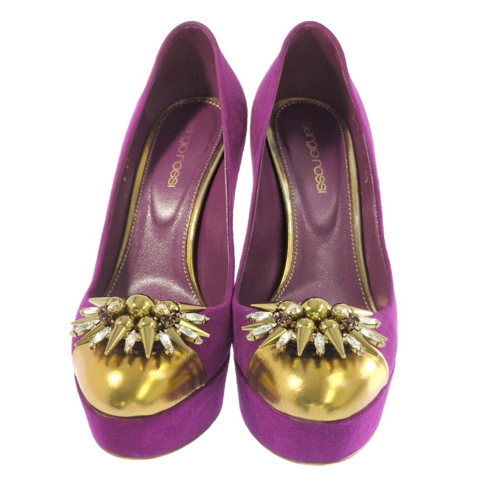 sergio rossi セルジオロッシ スエード・パンプス靴/36 1/2/パープル