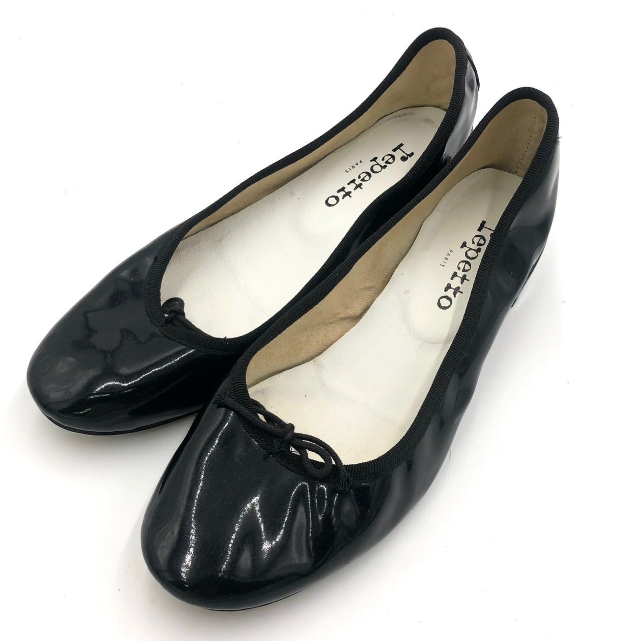 美品】レペット 38 1/2 約24cm相当 黒 パテントレザー バレエシューズ