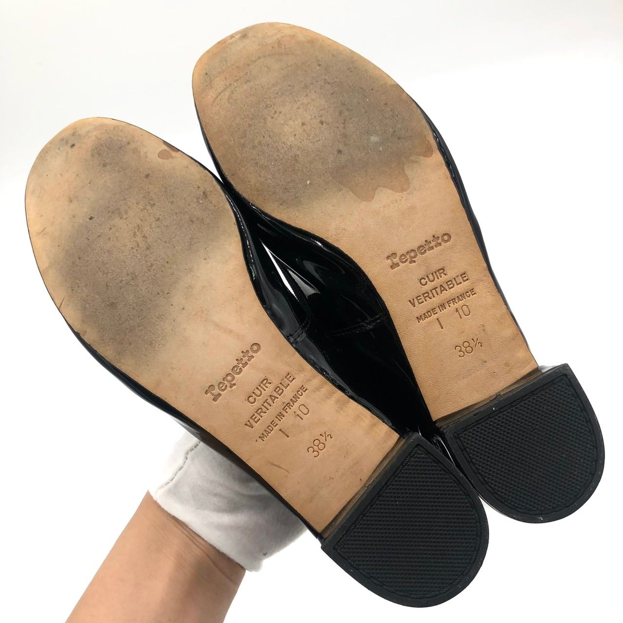 美品‼︎レペットシューズ38 美品】レペット 38 1/2 約24cm相当 黒 パテントレザー バレエシューズ