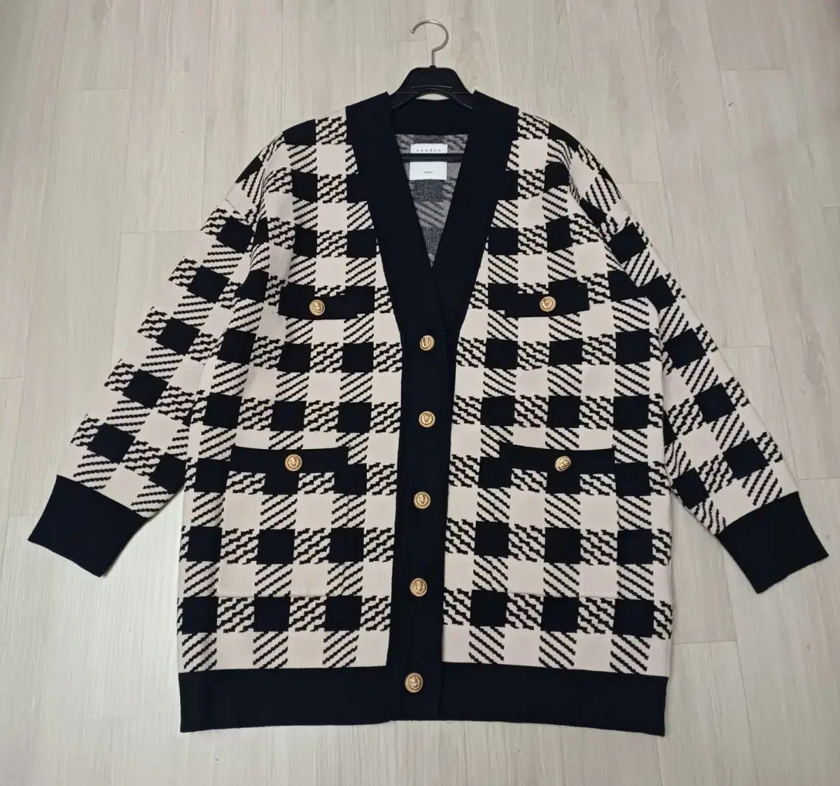 SANDRO オーバーサイズ CHECK カーディガン 実寸66キレイです そう丈70