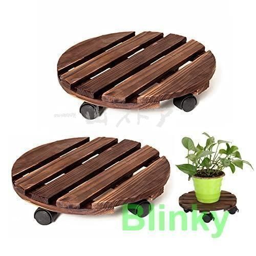 新品?未使用】植木鉢台 2個セット フラワースタンド 木製花台