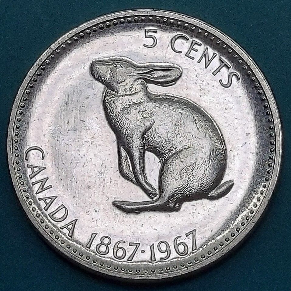 カナダ 5セントコイン 建国100周年 1967年 イースタンラビットデザイン