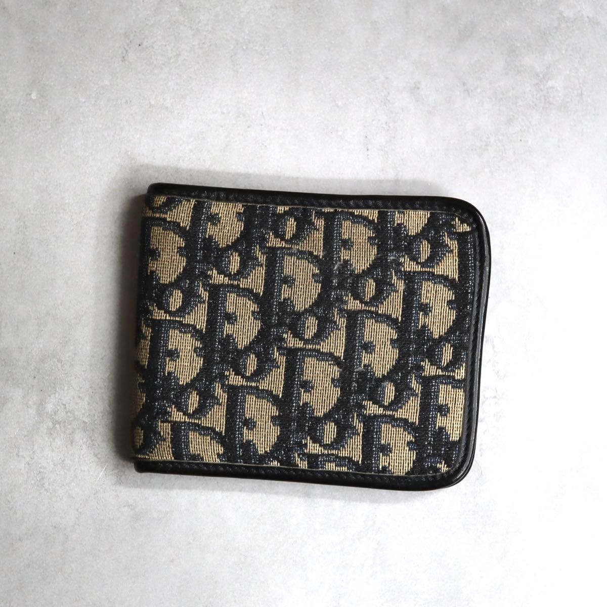 Christian Dior クリスチャンディオール トロッターバイフォールドウォレット 二つ折り財布 ブラック ベージュ ヴィンテージ