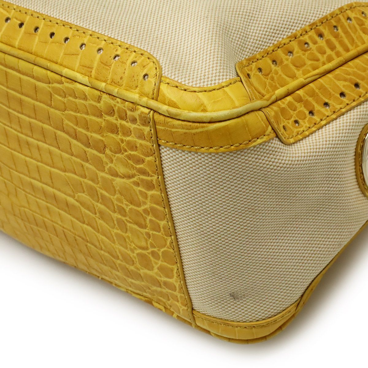 CELINE セリーヌ マカダム ブギーバッグ ハンドバッグ クロコ調 レザー