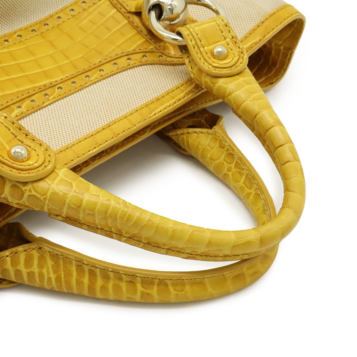 CELINE セリーヌ マカダム ブギーバッグ ハンドバッグ クロコ調 レザー