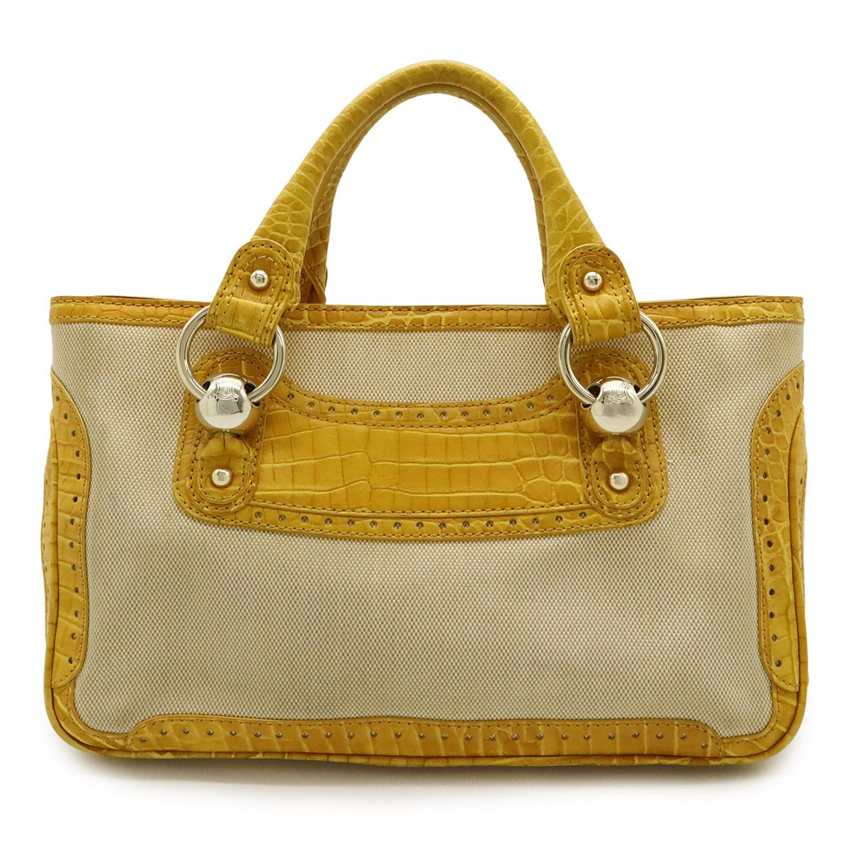 CELINE セリーヌ マカダム ブギーバッグ ハンドバッグ クロコ調 レザー