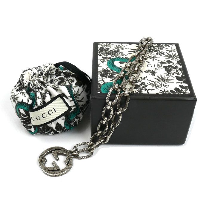 グッチ シルバー インターロッキング アラベスク ネックレス ※留め具不良 グッチ シルバー インターロッキング アラベスク ネックレス ※留め具