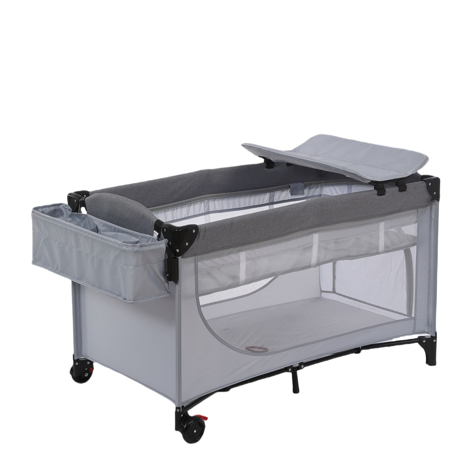 ベビーベッド 折りたたみ ベビーサークル おむつ替えテーブル付 お昼寝