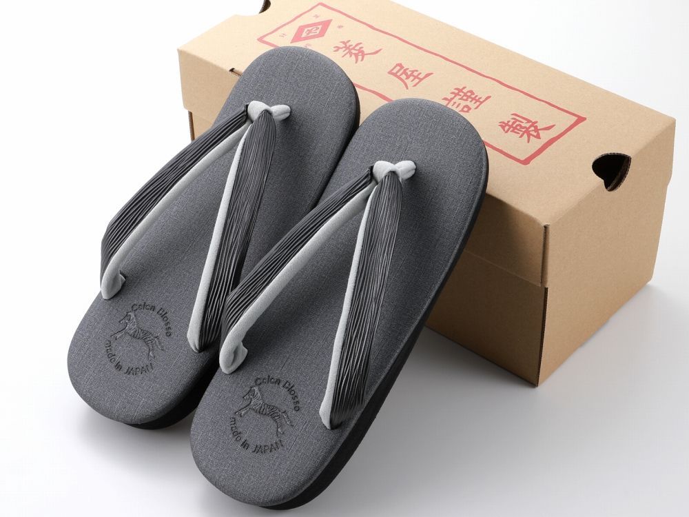 紳士用 菱屋謹製 カレンブロッソ ソフト鼻緒 メンズ カフェ草履 Ｍサイズ グレー st 118 ２２