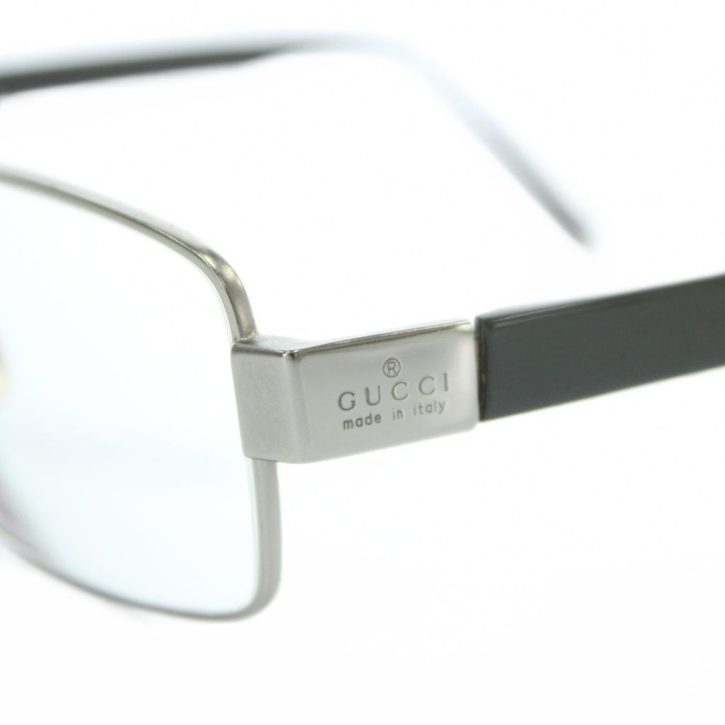 GUCCI メタルフレーム メガネ グッチ GUCCI 眼鏡 メガネ 度あり メタルフレーム スクエア ロゴ 53