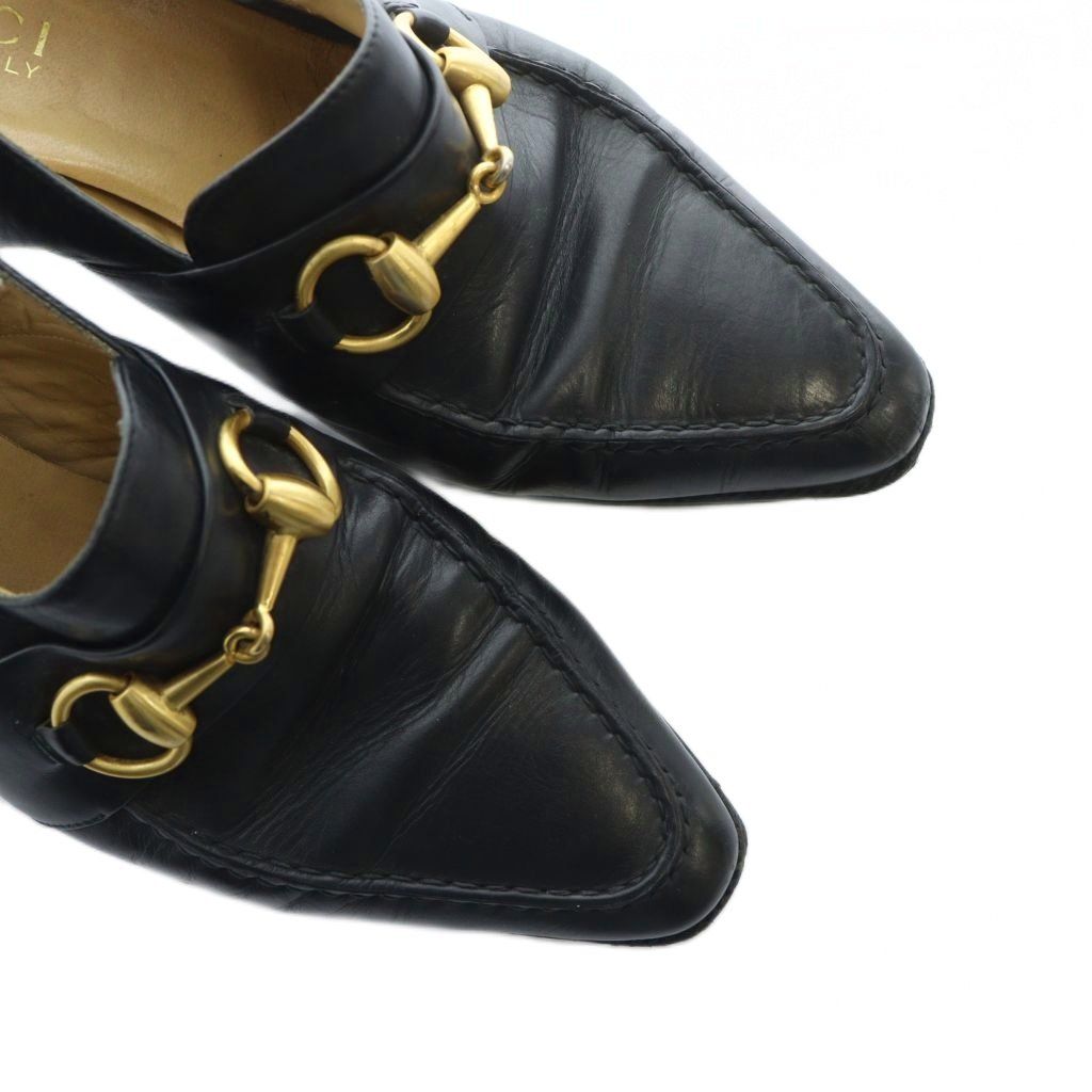 グッチ GUCCI パンプス レザー ホースビット ヒール ポインテッドトゥ