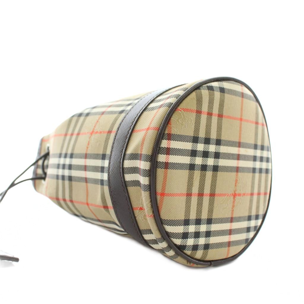 バーバリーズ Burberrys 巾着バッグ ポーチ ミニ キャンバス レザー