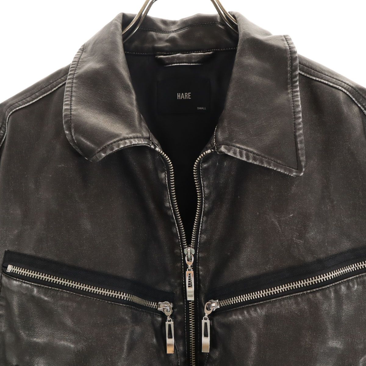 HARE ハレ フェイク レザージャケット S ダークブラウン メンズ 古着