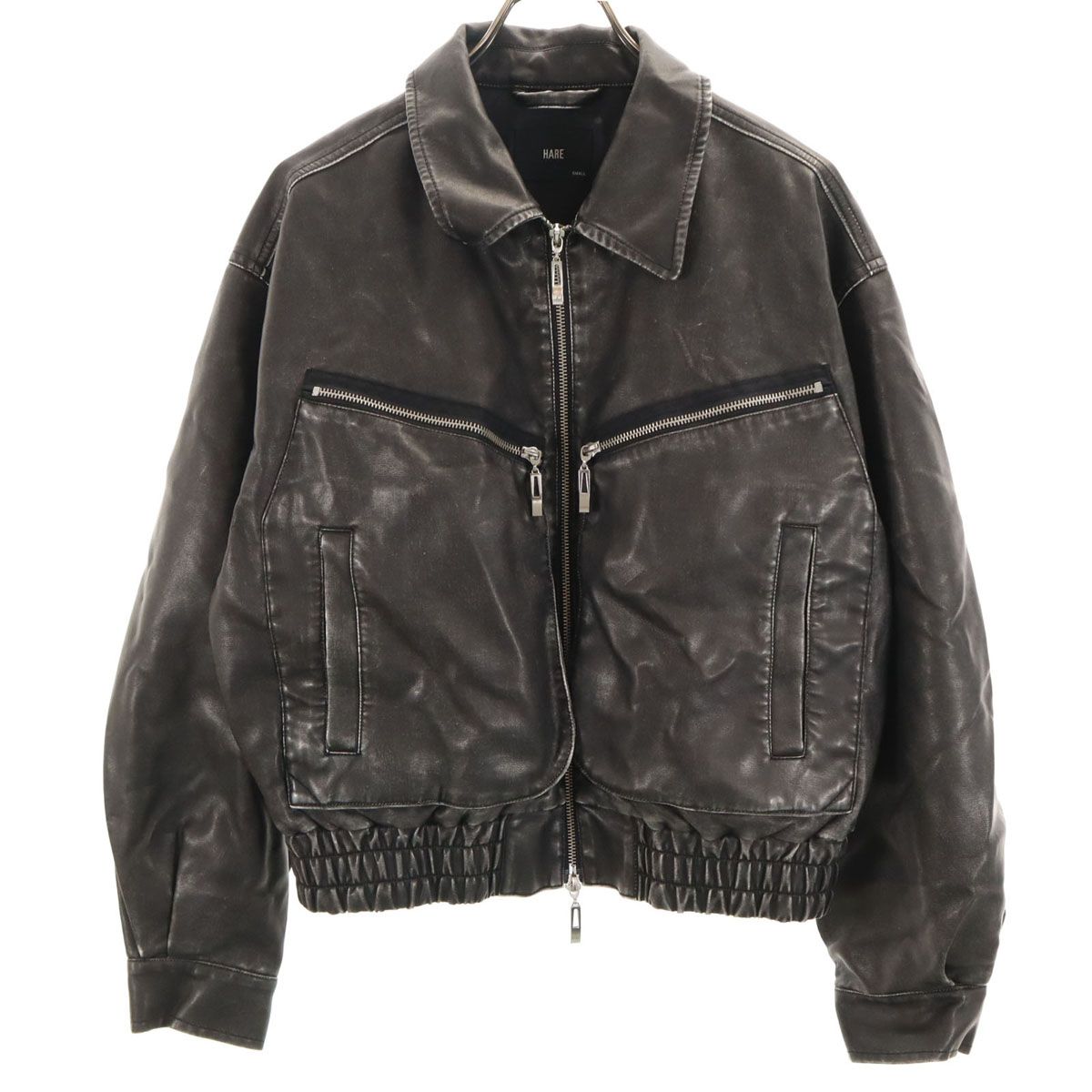 HARE ハレ フェイク レザージャケット S ダークブラウン メンズ 古着