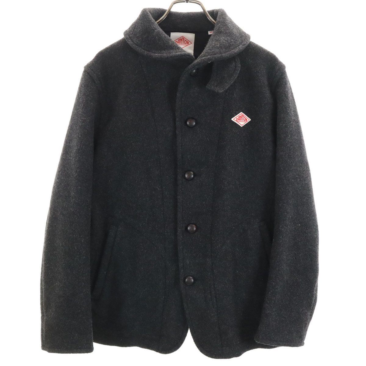 【美品】DANTON/ダントン　ウール モッサ ジャケット　42　丸襟　くるみ釦 美品 Danton ダントン 日本製 丸襟 ウールモッサ ジャケット 42