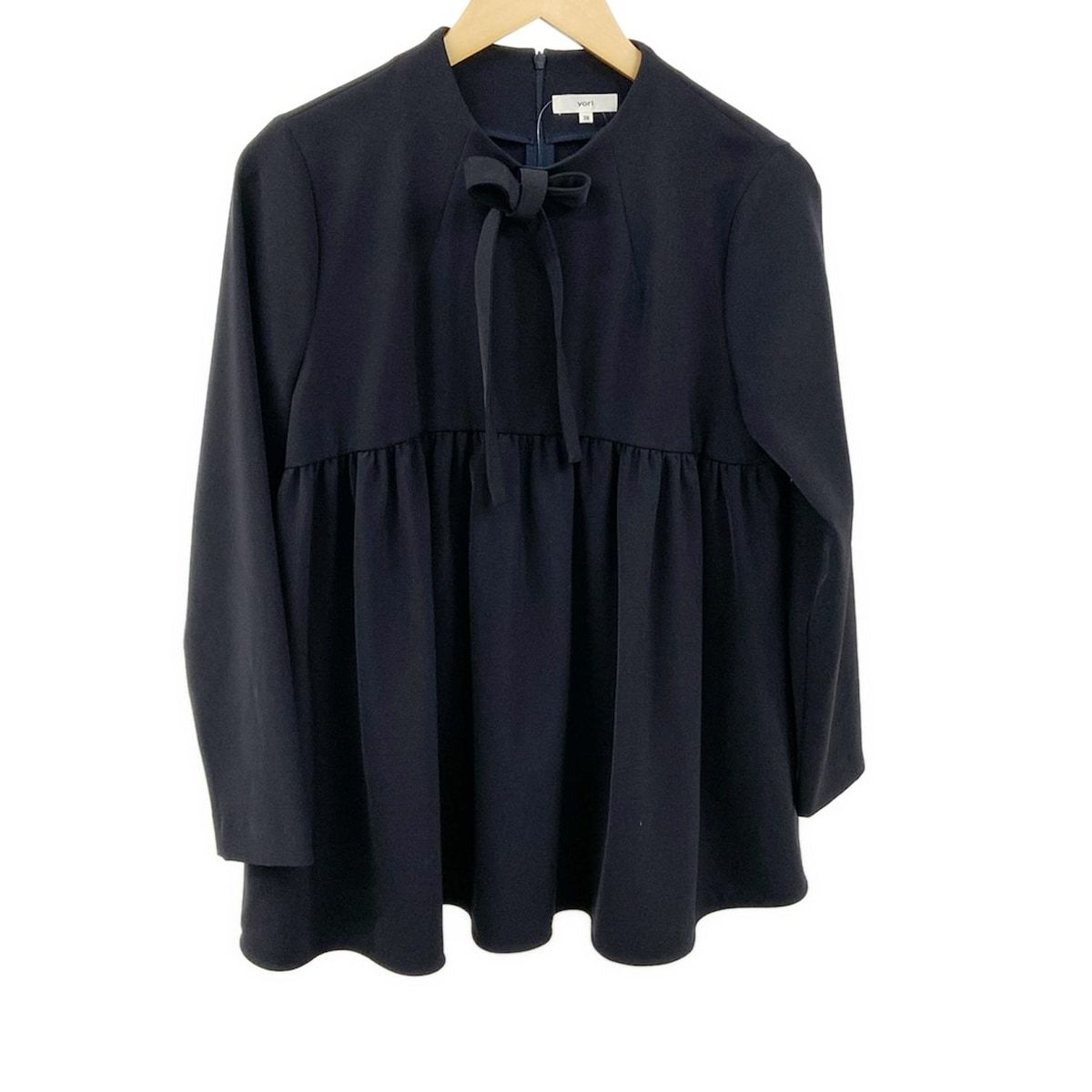 yori ヨリ チュニック サイズ38 M レディース ダークネイビー クルーネック 長袖 リボン