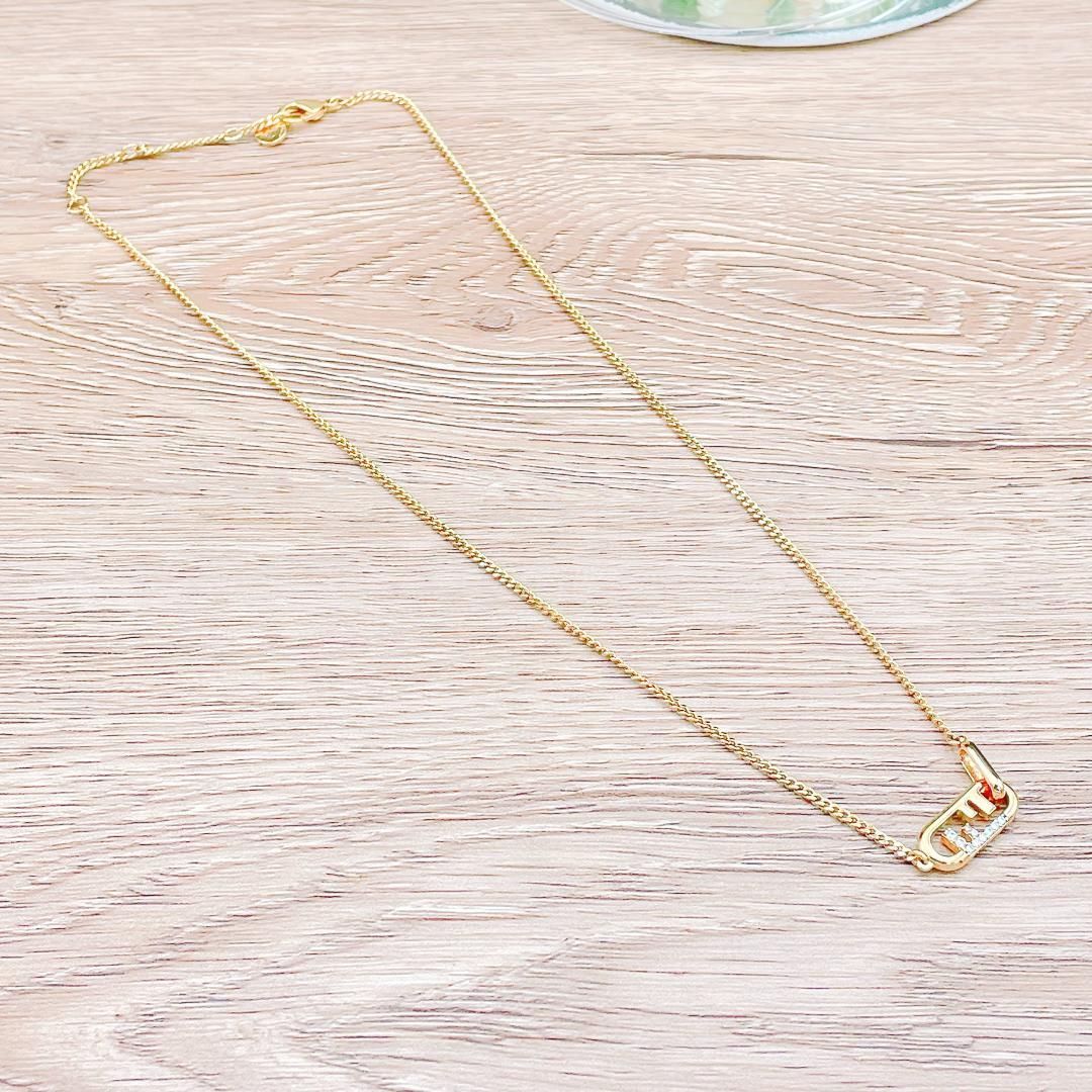 ◇フェンディ◇ FENDI オーロック ネックレス ラインストーン ゴールド