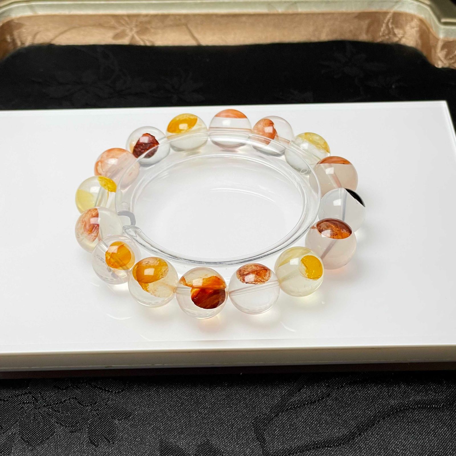 EU製 オーロラクォーツ パワーストーン ブレスレット 天然石 原石 お守り プレゼント 12.9-13.5 mm ZB 9778