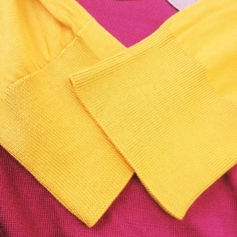 【中古】ドルチェ&ガッバーナ 長袖ニット セーター クルーネック 切替 配色 ロゴ 大きいサイズ 46 LL 紫 パープル ディー&ジー ドルガバ ドルチェ&ガッバーナ D&G 長袖ニット セーター