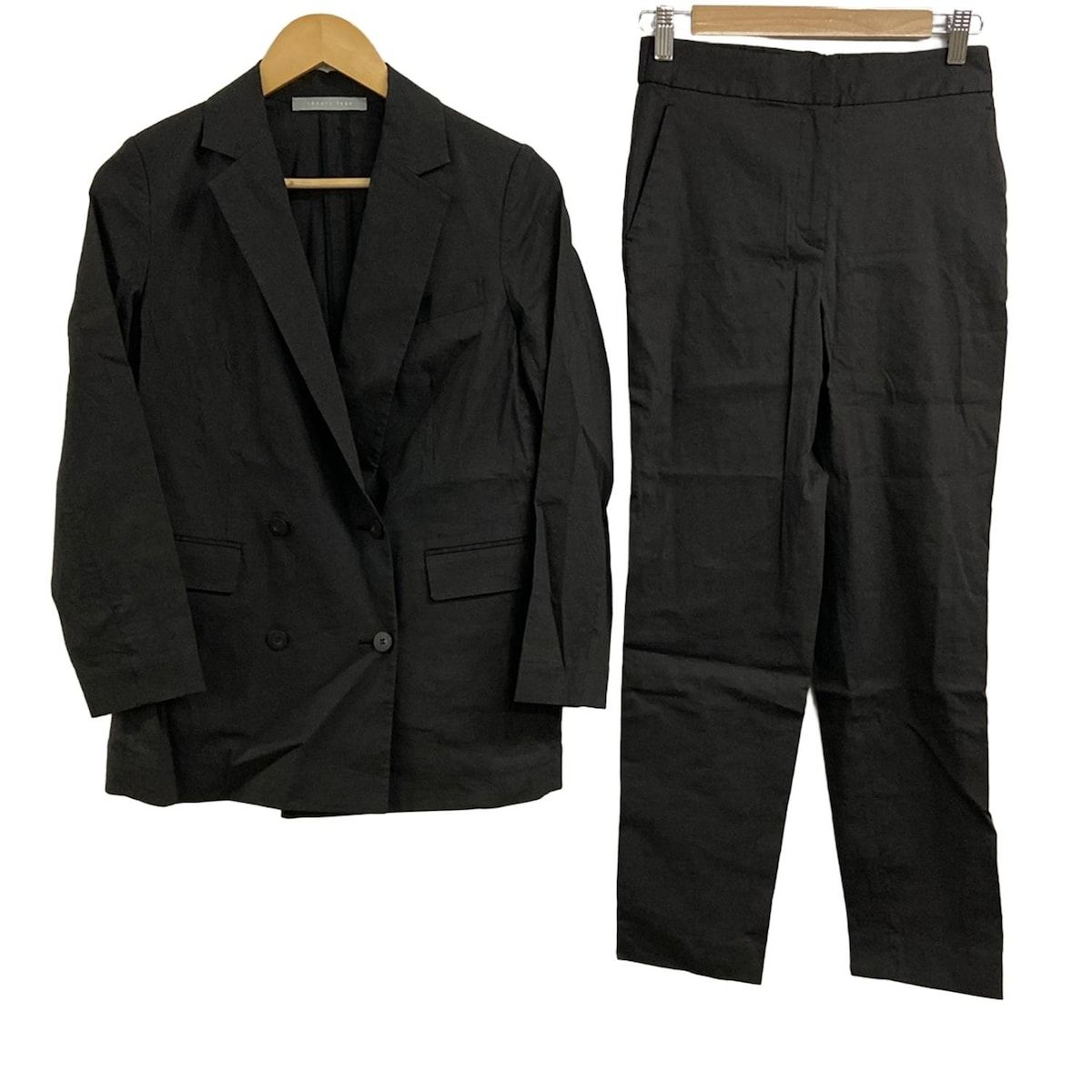 theory luxe セオリーリュクス レディースパンツスーツ レディース - ダークグレー 麻混 ダブル ウエストゴム