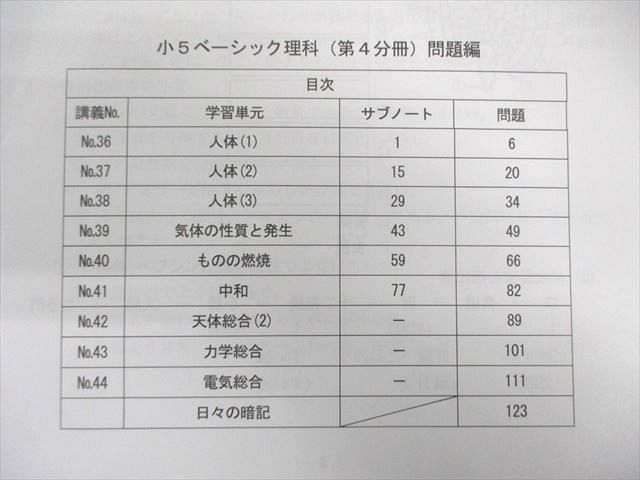 希学園 小5 ベーシック理科 オリジナルテキスト 問題編/解答編 第1分冊