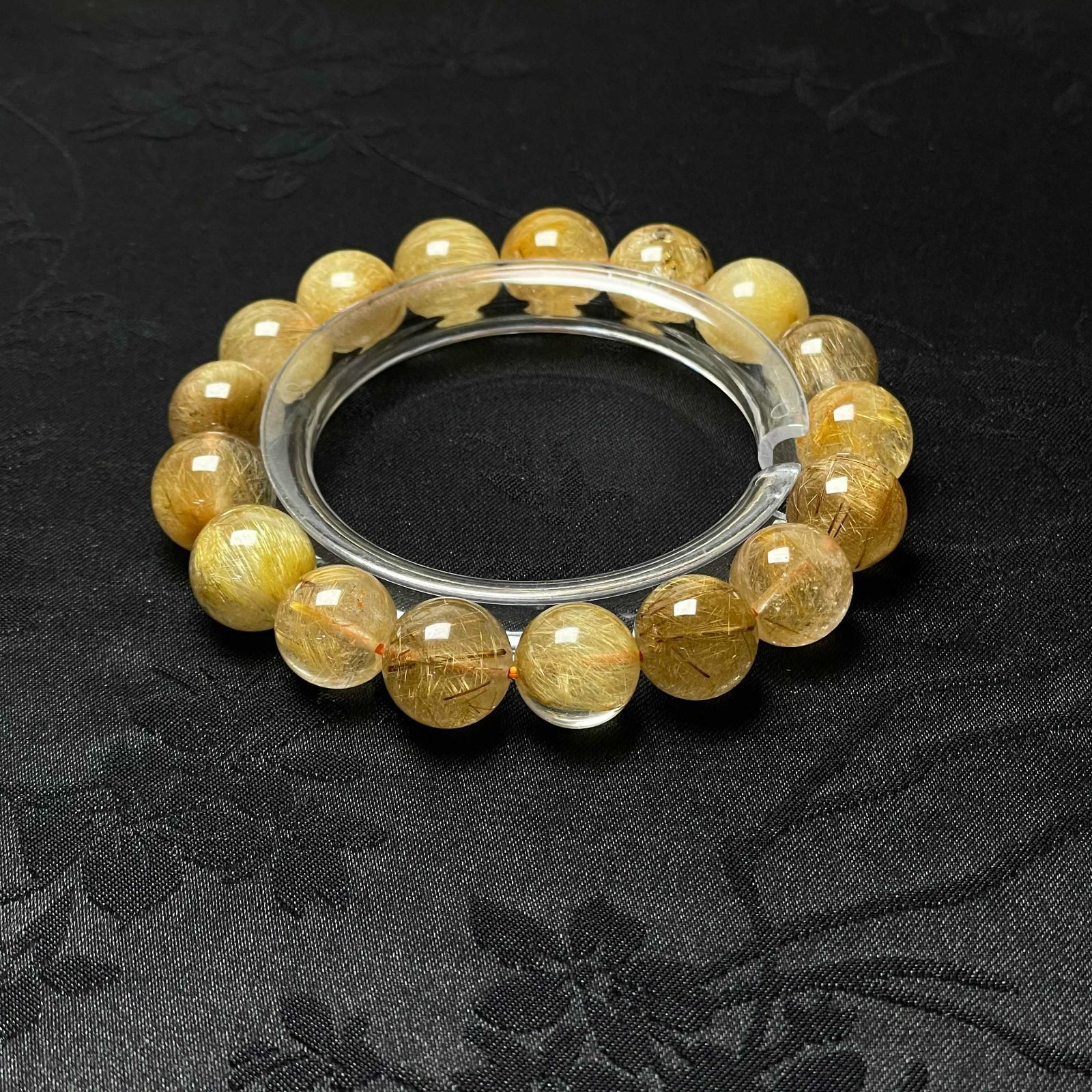 EU製 ビーナスルチルクォーツ ブレスレット パワーストーン 天然石 金運 お守り プレゼント 11.9-12.1 mm ZB 9787