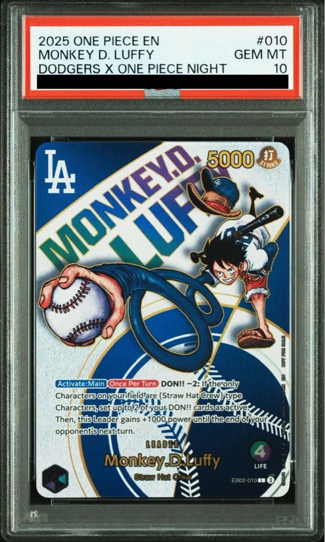 PSA10】モンキー・D・ルフィ(英語版/ドジャース) PROMO EB02-010