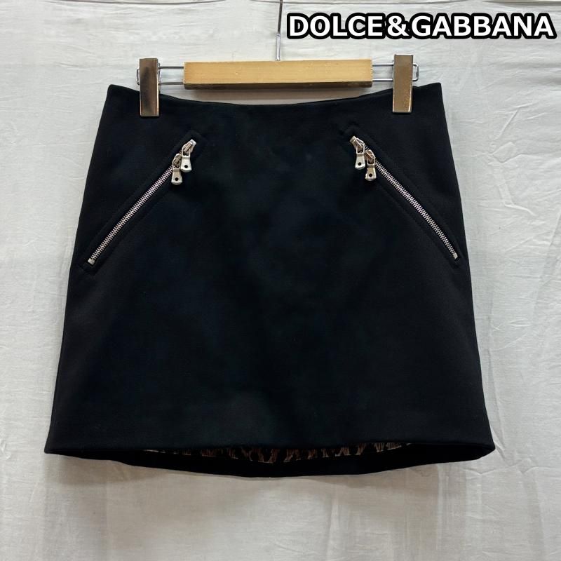 ドルチェアンドガッバーナ イタリア製 ジップデザイン ウール 台形 ミニ スカート 裏地レオパード GSK2U UCA4 レディース 38 ISItems 古着 50148136