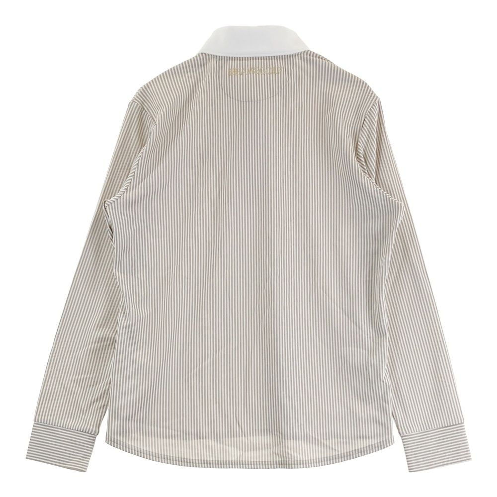 サイズ：L BEAMS GOLF ビームスゴルフ  長袖ポロシャツ ストライプ ベージュ系 [240101579112] ゴルフウェア レディース ストスト