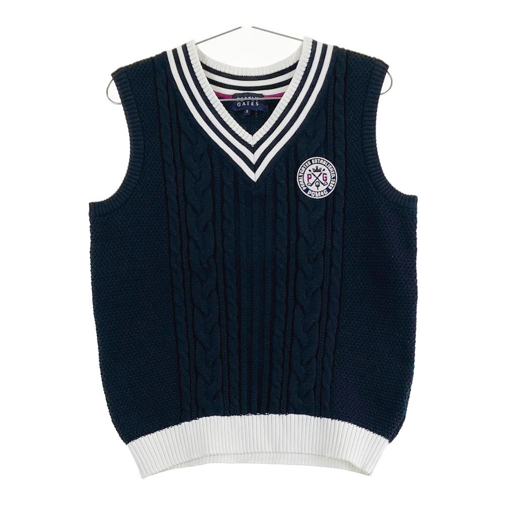 サイズ：2 PEARLY GATES パーリーゲイツ ニットベスト ネイビー系