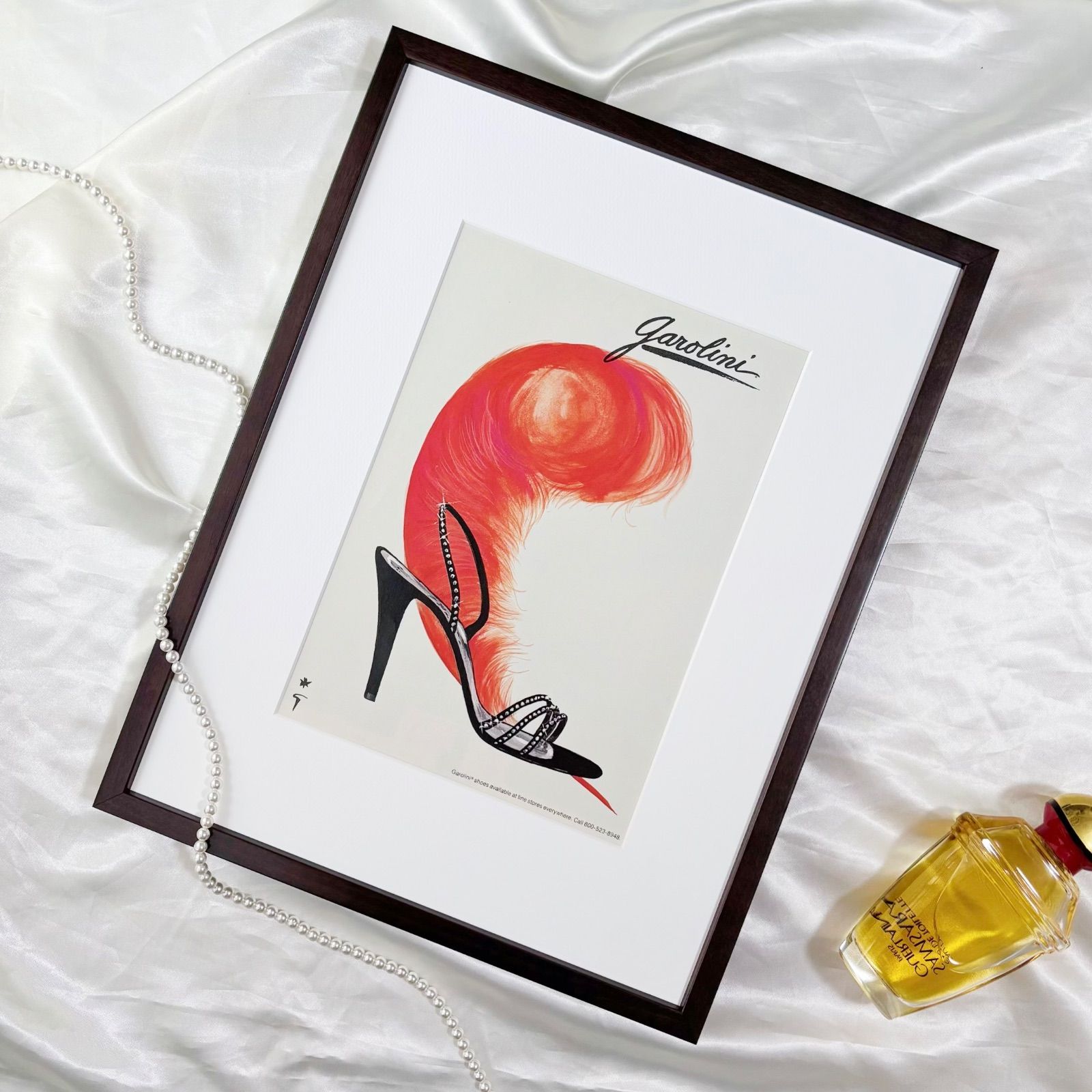 1984 広告 Rene Gruau Garolini ルネ グリュオ ポスター ヴィンテージ アートポスター フレーム付き 額縁 インテリア モダン おしゃれ かわいい 壁掛け ポップ レトロ 赤
